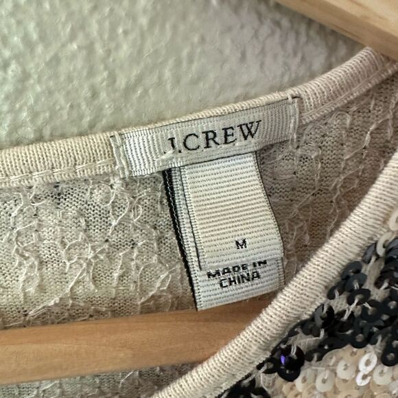 J Crew Full Sequin Chevron 3/4 Sleeve Mini Dress Size M - Picture 2 of 8